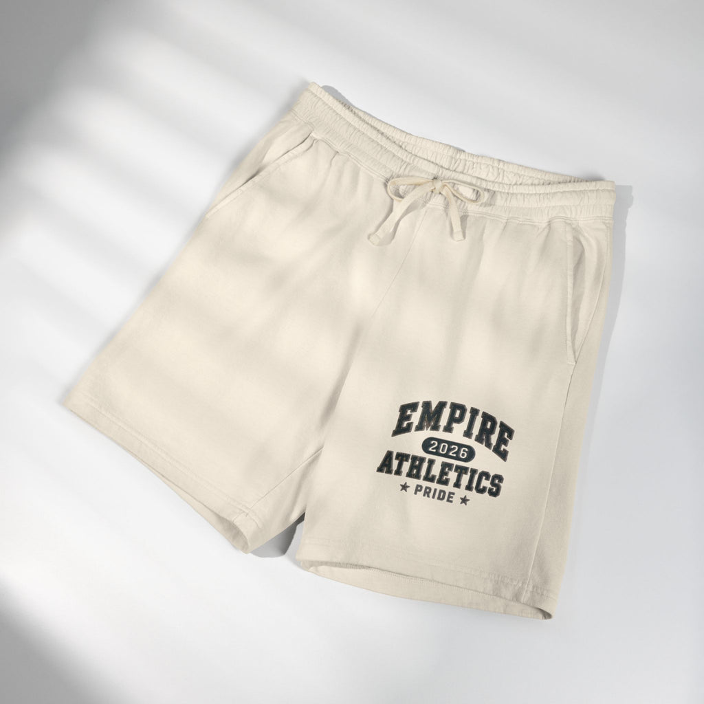 Sweat Shorts — Empire Athletics Fleece Lounge Shorts (’2026’ Vintage Campus Print)