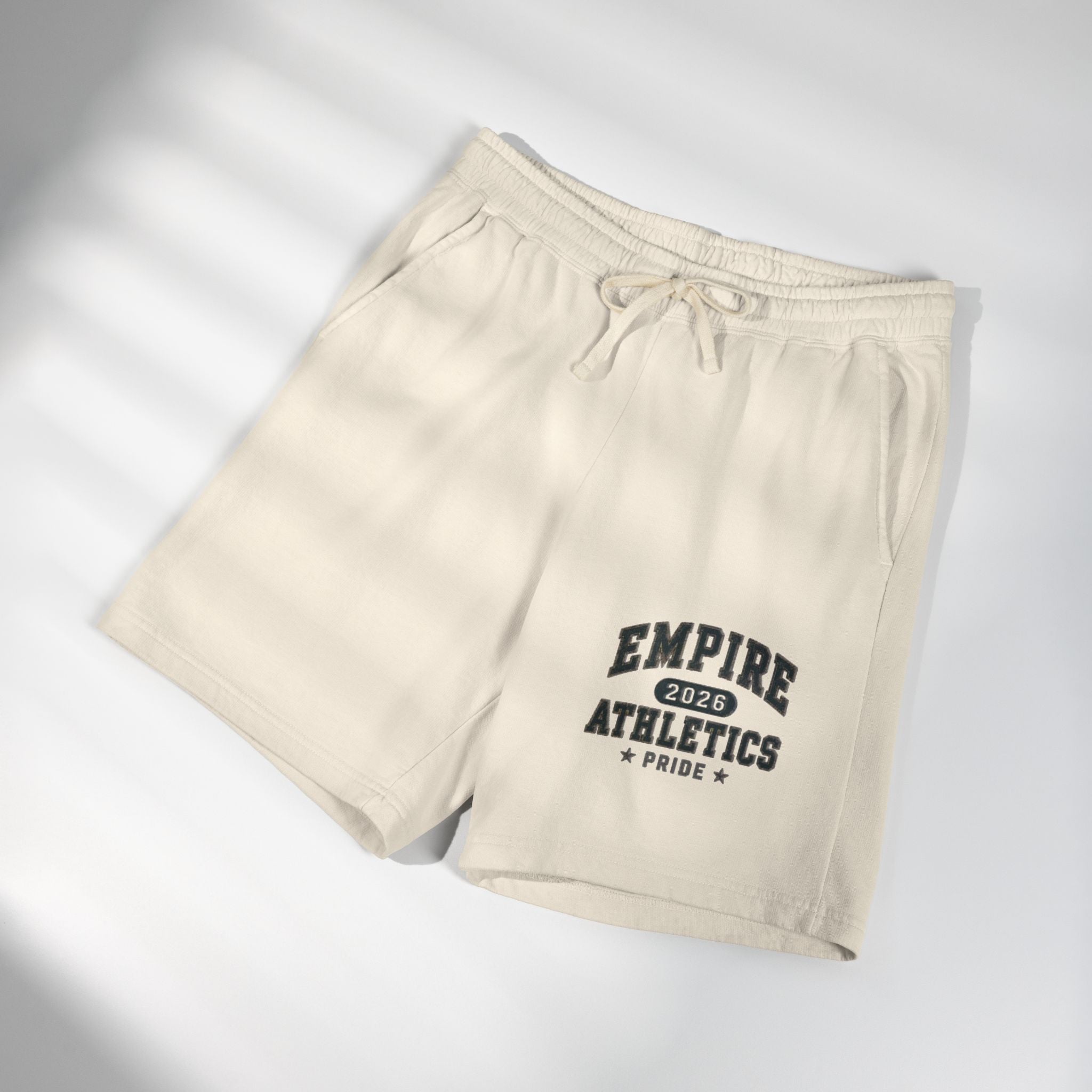 Sweat Shorts — Empire Athletics Fleece Lounge Shorts (’2026’ Vintage Campus Print)