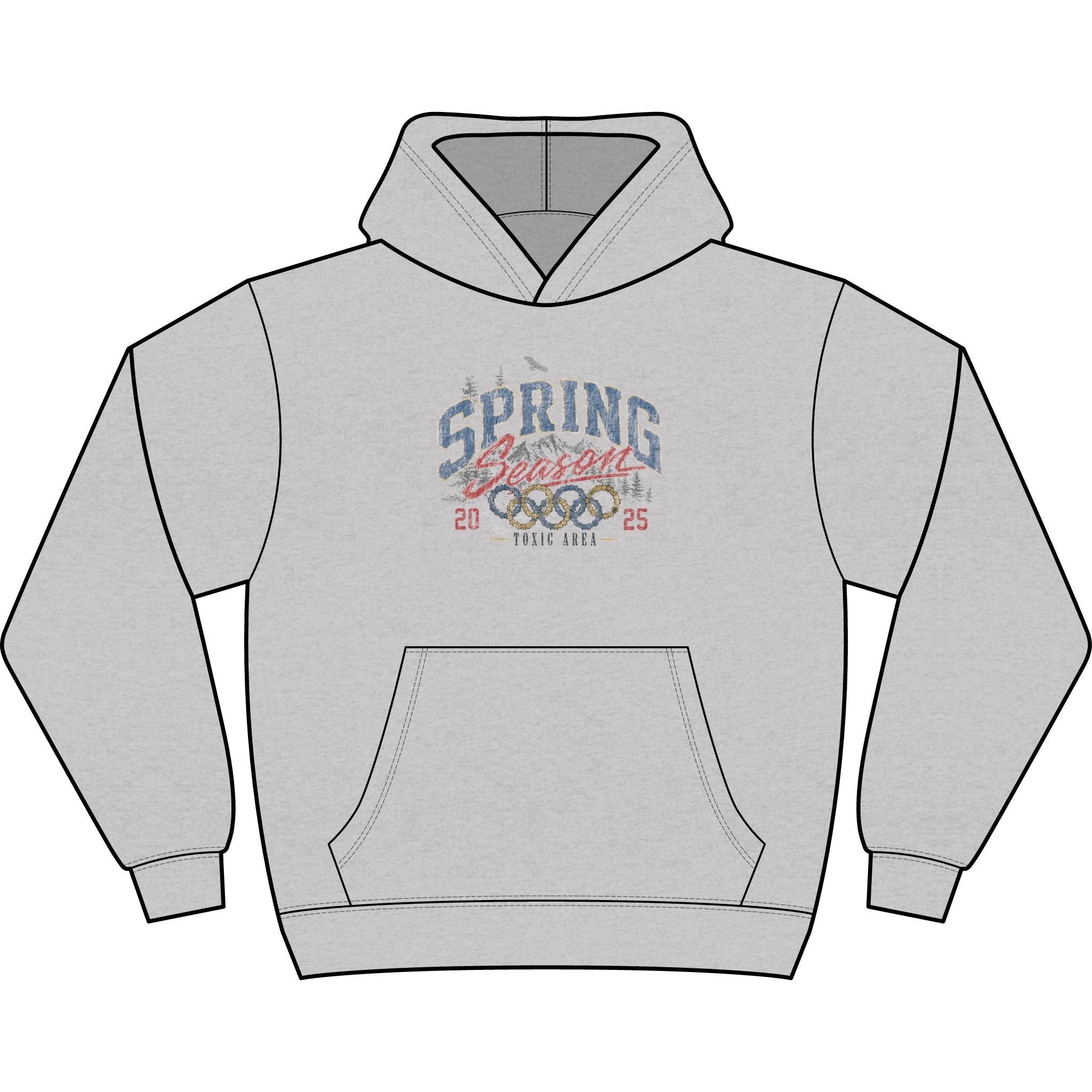 Unisex Spring Floral Mountain Hoodie — Vintage Nature Graphic Hoodie