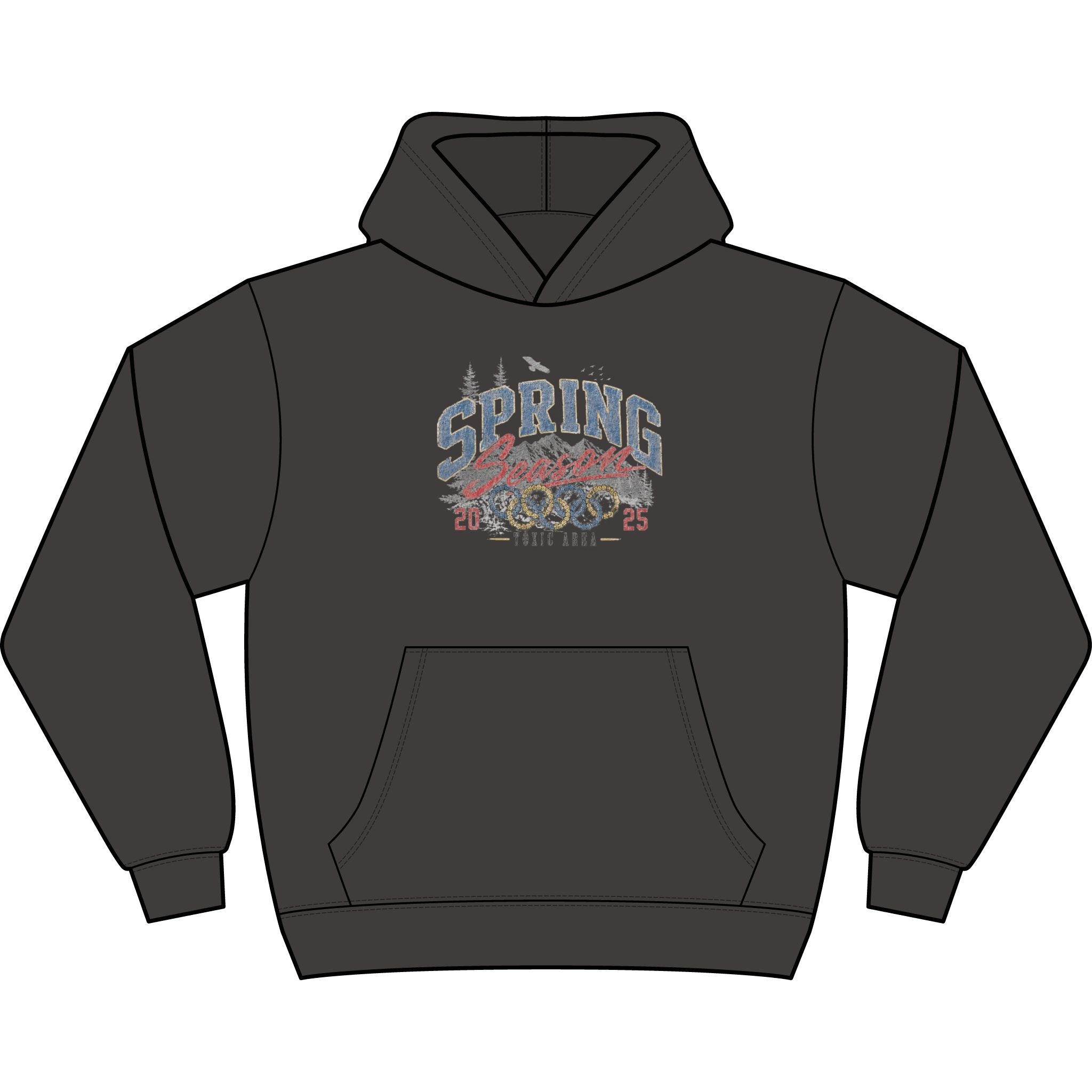 Unisex Spring Floral Mountain Hoodie — Vintage Nature Graphic Hoodie